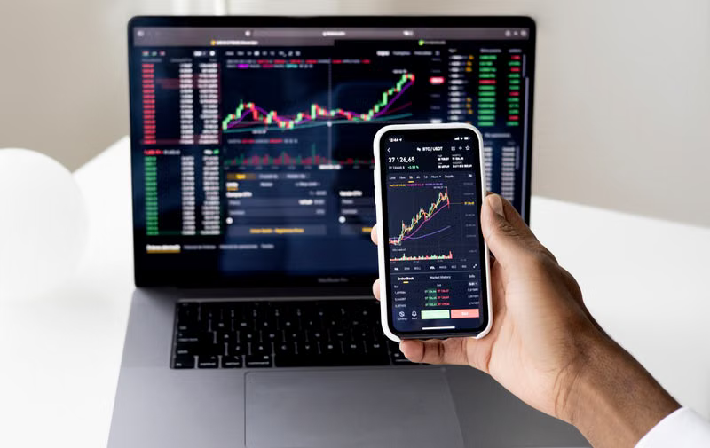 Investment review meeting with financial reports