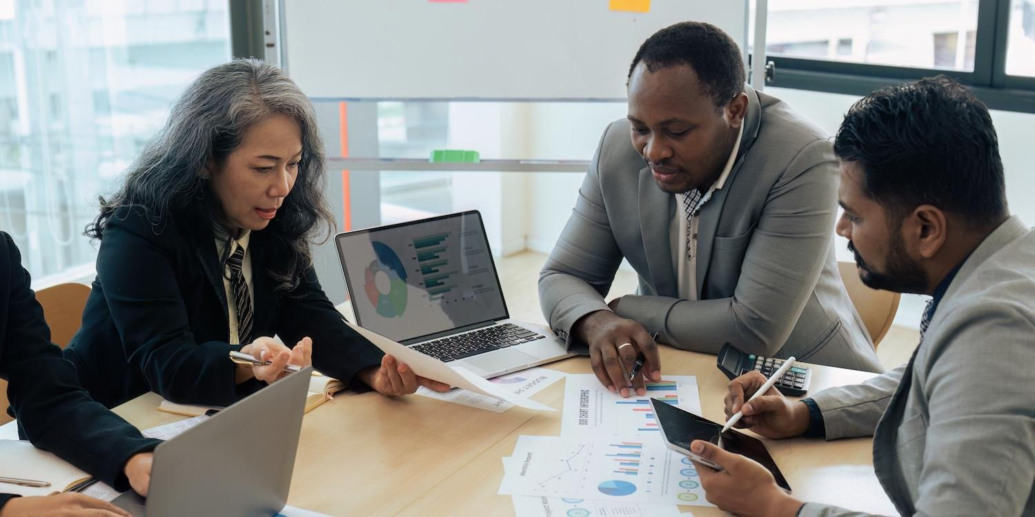 Financial advisor reviewing an investment portfolio